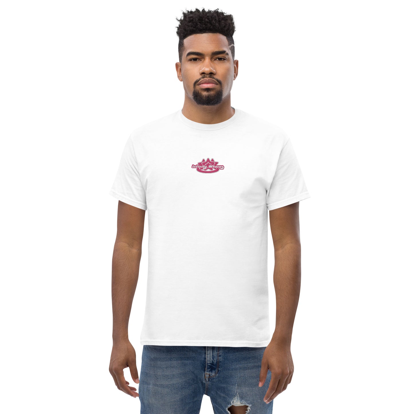 Infinity Whores Pink + White Embroidered logo T-shirt